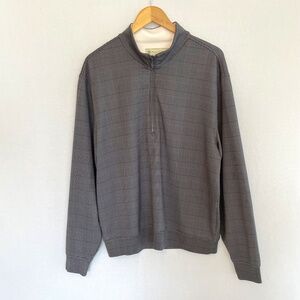 DONALD ROSS Men's Size Large 1/4 Zip Performance Long Sleeve Pullover Gray Plaid